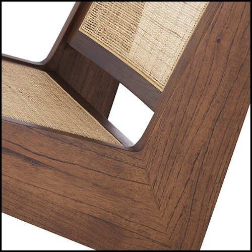 Fauteuil style vintage en bois massif finition classic brown et rotin tissé main 24-Aubin