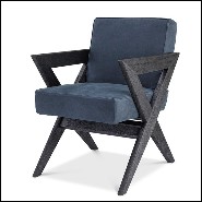 Feuteuil avec pieds en X et nubuck bleu 24-Felippe