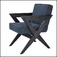 Feuteuil avec pieds en X et nubuck bleu 24-Felippe