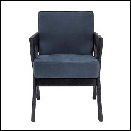 Armchair X-shaped legs and blue nubuck 24-Felippe