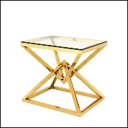Table d'appoint 24 - Connor Gold | Side Table Connor - Luxury glass topped side table in stainless steel frame - Pacific Compagn