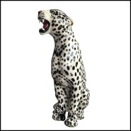Sculpture 162 - Leopard Black&White Left - Black and white leopard sculpture - Pacific Compagnie.