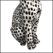 Sculpture 162 - Leopard Black & White Right | Right side view of a modern leopard sculpture in black and white - Pacific Compagn