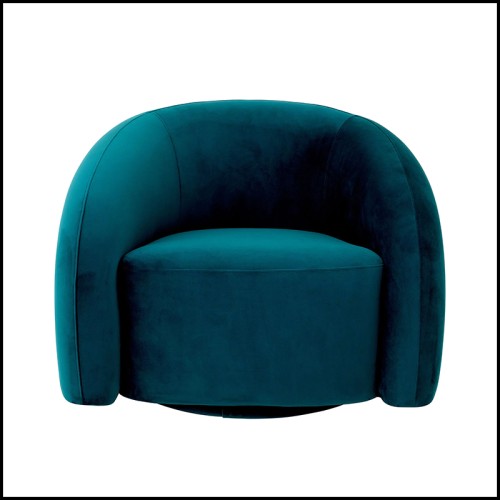 Fauteuil 24 - Novelle Sea Green - Modern velvet fauteuil, compact 91 cm width - Pacific Compagnie.