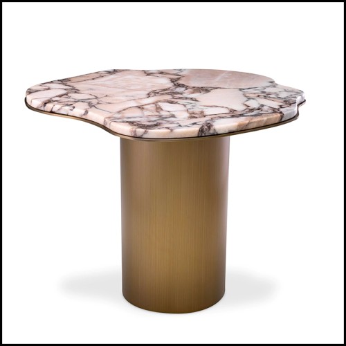 Side Table with structure in polished stainless steel with smocked glass top 24-Saint Lazare