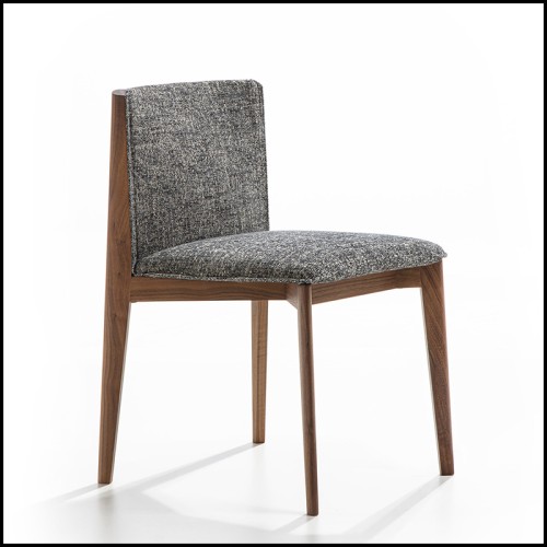 Armchair in modern look with black finish legs covered with Clarck grey fabric 24-Feraud