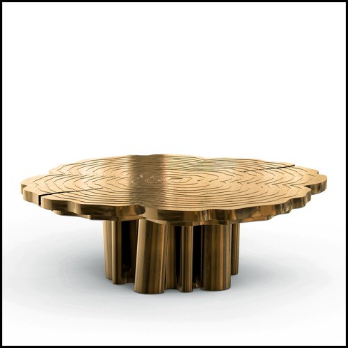 Console in stainless steel in brushed brass finish with legs in black finish 24-Vauclair