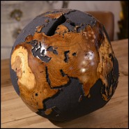 Sculpture PC- Earth Globe Black and Teak n°2