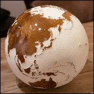 Sculpture PC - Earth Globe White and Teak - Globe élégant - Pacific Compagnie.