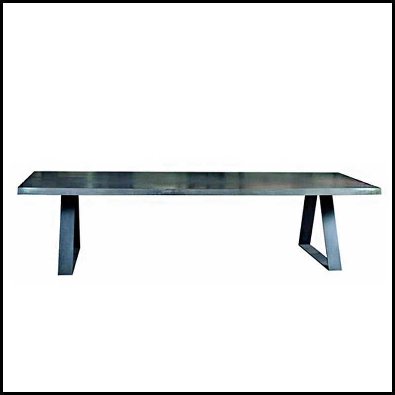 Table in oak veneer and legs in steel 152-Tréteaux