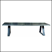 Table in oak veneer and legs in steel 152-Tréteaux
