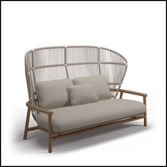 Canapé d'Extérieur 45 - Fern 2 places - Comfortable Gloster outdoor sofa with fern design, 2 places - Pacific Compagnie.