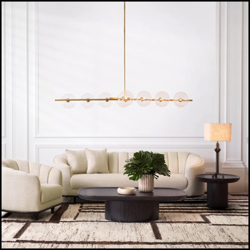 Canapé 24 - Agostino - Eichholtz wooden sofa with Nuoro beige upholstery and black base - Pacific Compagnie.