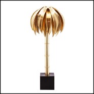 Table Lamp 162 - Brass Palms High | Stylish table lamp combining brass and natural palm elements - Pacific Compagnie.