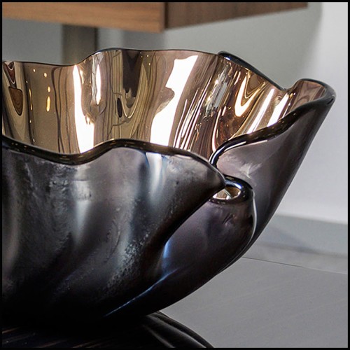 Bol 190-Petal Bronze Shiny Glass