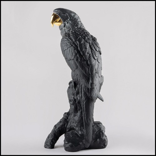 Sculpture Lladro - Dark and Gold Parrot