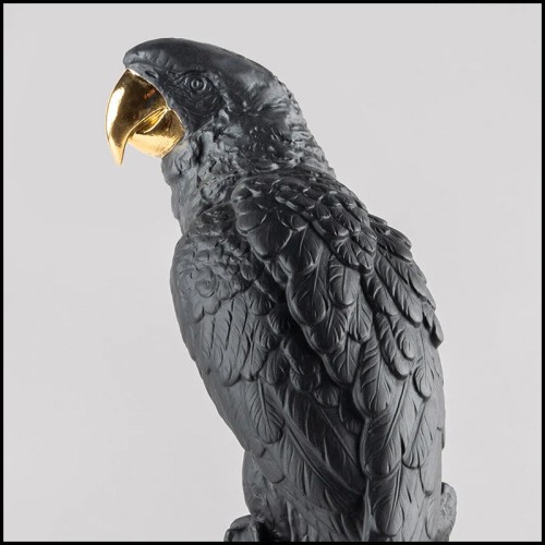 Sculpture Lladro - Dark and Gold Parrot