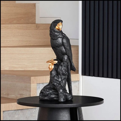 Sculpture Lladro - Dark and Gold Parrot