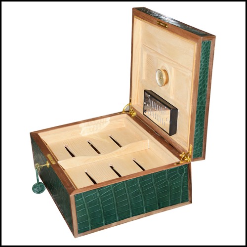 Boîte à cigares PC - Alligator Green - intérieur soigné - Pacific Compagnie.