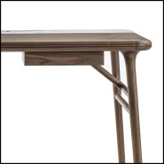 Bureau 163 - Tandem Walnut - Console table with walnut wood and glass top - Pacific Compagnie.
