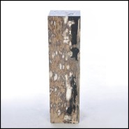 Piédestal 221 - Petrified Wood Raw B - Wooden pedestal featuring fossilized wood pattern - Pacific Compagnie.