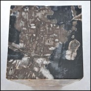 Piédestal 221 - Petrified Wood Raw B - Elegant pedestal with raw petrified wood finish - Pacific Compagnie.