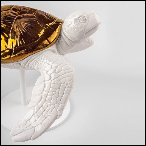 Sculpture 226 - White Tortoise B - Decorative tortoise figurine - Pacific Compagnie.