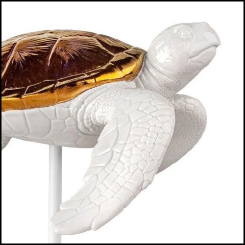 Sculpture 226 - White Tortoise B - Tortoise sculpture detail - Pacific Compagnie.