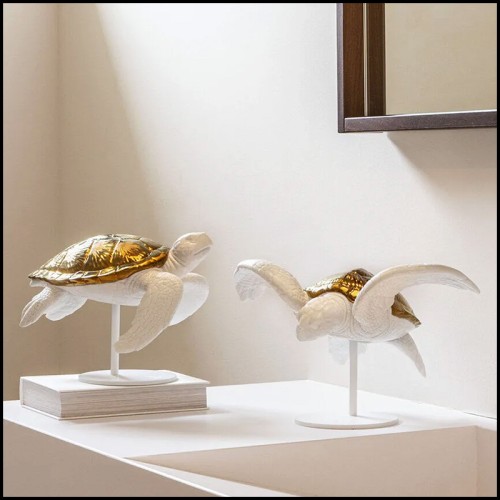 Sculpture 226 - White Tortoise B - Modern tortoise sculpture - Pacific Compagnie.