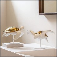 Sculpture 226 - White Tortoise B - Modern tortoise sculpture - Pacific Compagnie.