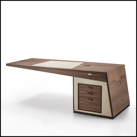 Bureau 163 - Set Square Walnut - Compact walnut desk with square set and minimalist style - Pacific Compagnie.