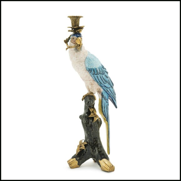 Candleholder Abhika - Blue and Bronze Parrot
