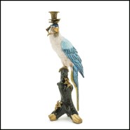 Bougeoir 162 - Blue and Bronze Parrot - Stunning blue and bronze parrot home decor accessory - Pacific Compagnie.