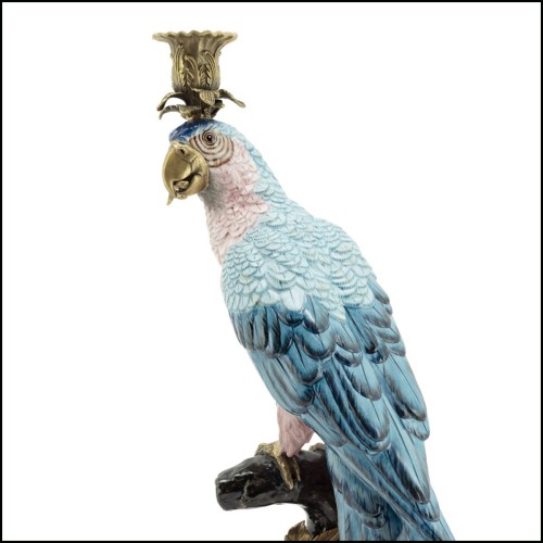 Candleholder Abhika - Blue and Bronze Parrot