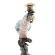 Bougeoir 162 - Blue and Bronze Parrot - Sculpture décorative - Pacific Compagnie.