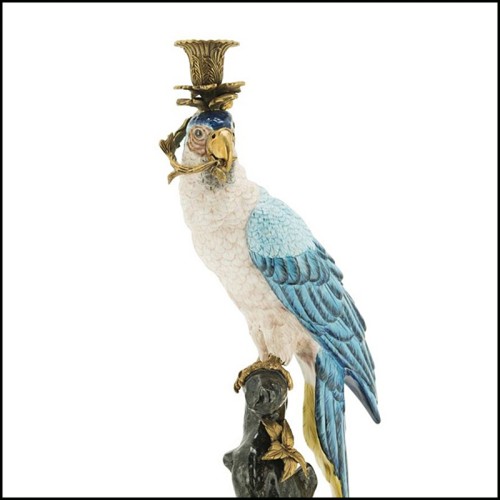 Candleholder Abhika - Blue and Bronze Parrot