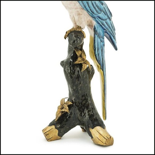 Bougeoir 162 - Blue and Bronze Parrot - Design exotique - Pacific Compagnie.