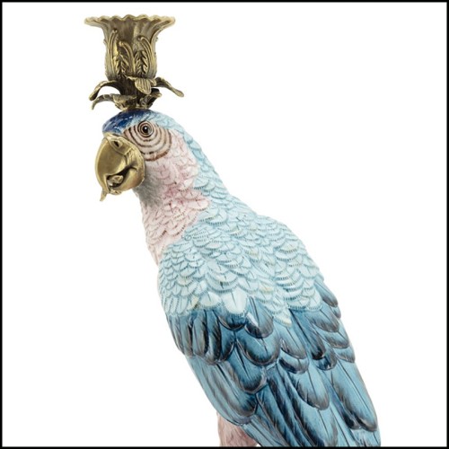 Bougeoir 162 - Blue and Bronze Parrot - Couleur bleu - Pacific Compagnie.