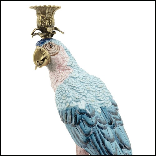 Candleholder 162-Blue and Bronze Parrot