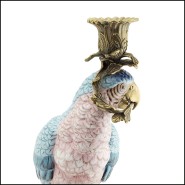 Bougeoir 162 - Blue and Bronze Parrot - Beautiful blue and bronze parrot centerpieces - Pacific Compagnie.