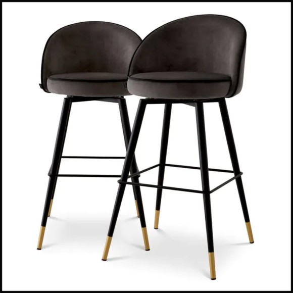 Bar Stool Black Velvet Eichholtz - Cooper