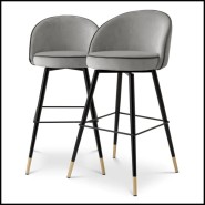 Tabouret de Bar Velours Gris 24 - Cooper - Confort et Style - Pacific Compagnie.