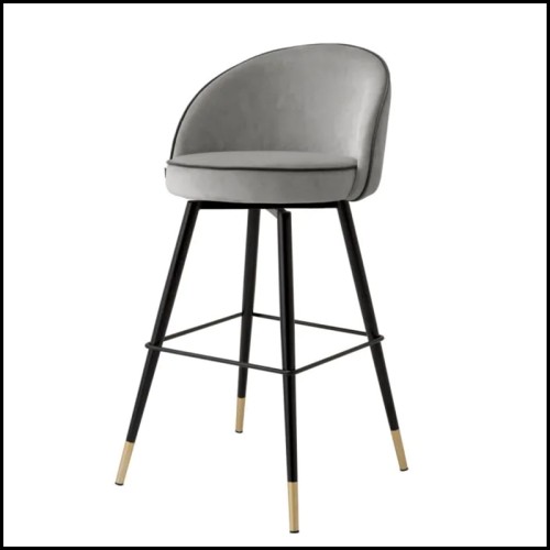 Tabouret de Bar Velours Gris 24 - Cooper - Style Actuel - Pacific Compagnie.