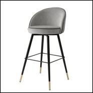 Tabouret de Bar Velours Gris 24 - Cooper - Style Actuel - Pacific Compagnie.
