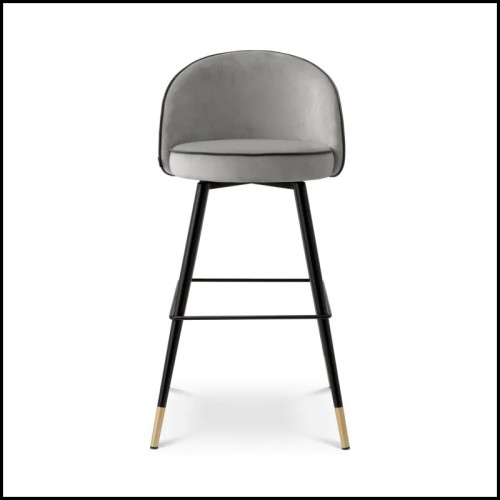 Tabouret de Bar Velours Gris 24 - Cooper - Haute Qualité - Pacific Compagnie.