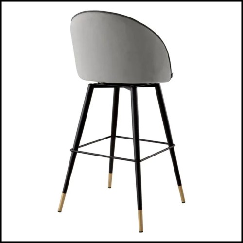 Tabouret de Bar Velours Gris 24 - Cooper - Gris Intemporel - Pacific Compagnie.