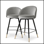 Tabouret de Comptoir Velours Gris 24 - Cooper - Intérieur Raffiné - Pacific Compagnie.