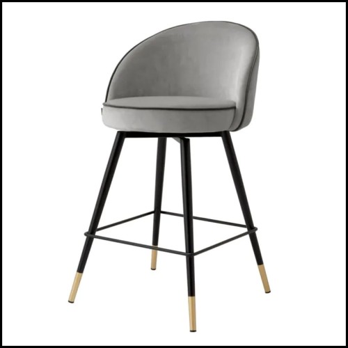Tabouret de Comptoir Velours Gris 24 - Cooper - Design Contemporain - Pacific Compagnie.