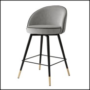 Tabouret de Comptoir Velours Gris 24 - Cooper - Design Contemporain - Pacific Compagnie.