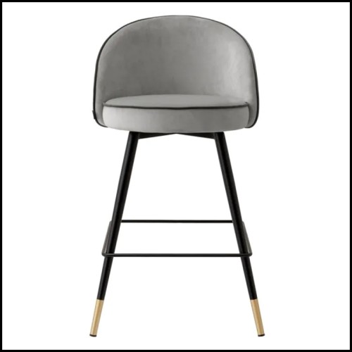 Tabouret de Comptoir Velours Gris 24 - Cooper - Confort Assuré - Pacific Compagnie.